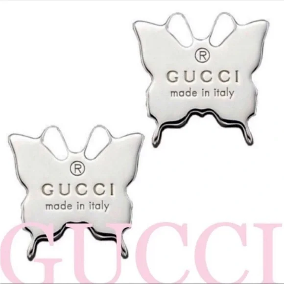 GUCCI TRADEMARK Sterling silver butterflies 🦋 earrings - Picture 3 of 15
